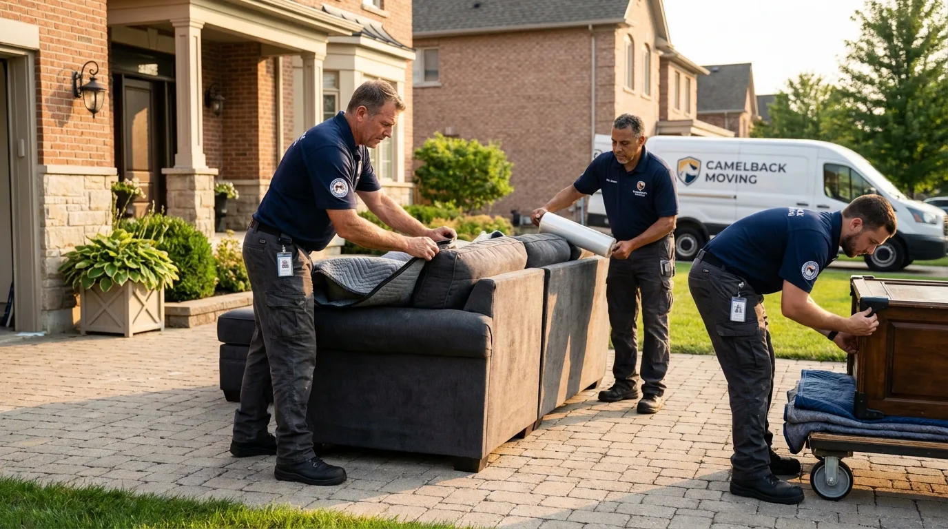 Large estate moving crew wrapping furniture in Norwood, NJ